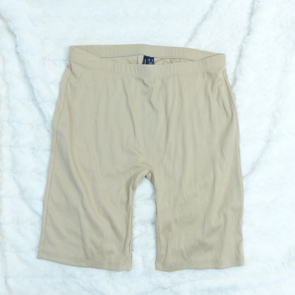 Vero Moda Lacey Rib Biker Shorts Oil Tan Biege Size XL - Picture 5 of 8